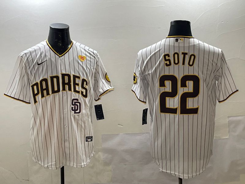Men San Diego Padres #22 Soto White Stripe Game 2025 Nike MLB Jersey style 10